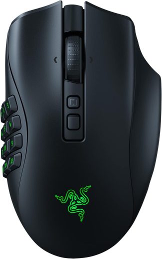 Kabellose MMO-Gaming-Maus Razer Naga V2 Pro: 19+1 programmierbare Tasten mit austauschbaren Seitenplatten – HyperScroll Pro-Rad – optischer Focus Pro 30K-Sensor – Optische Mausschalter Gen-3 – 300-Stunden-Akku