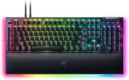 Kabelgebundene mechanische Gaming-Tastatur Razer BlackWidow V4 Pro: Orangefarbene Schalter, taktil und leise – Doubleshot-ABS-Tastenkappen – Einstellrad – Chroma RGB – magnetische Handballenauflage – Snap Tap