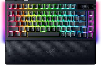 Clavier de jeu sans fil Razer BlackWidow V4 Pro 75 % : écran OLED, véritable technologie sans fil 4K Hz, Bluetooth, échangeable à chaud, commutateurs tactiles orange, molette de commande, Snap Tap, Chroma RGB, repose-poignet
