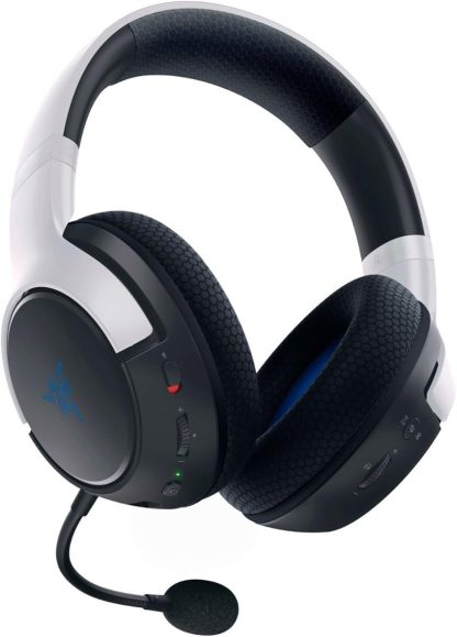 Razer Kaira Dual Wireless Gaming Headset for PlayStation 5 / PS5, PC, Mobile, PS4: Triforce 50mm Drivers - HyperClear Cardioid Mic - 2.4GHz and Bluetooth w/SmartSwitch - EQ Toggle - White/Black