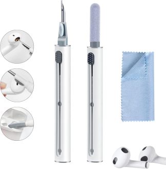 Earbud Cleaning Kit, Multi-Function Cleaning Pen with Soft Brush Flocking Sponge, Suitable for Bluetooth Headset, Charging Box, Mobile Phone,Earbud